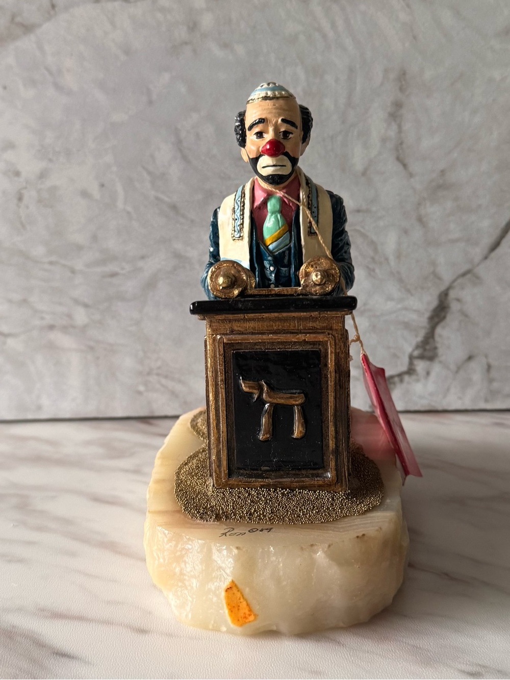 Vintage 1989 Ron Lee Jewish Rabbi Clown Torah Onyx Sculpture Figurine